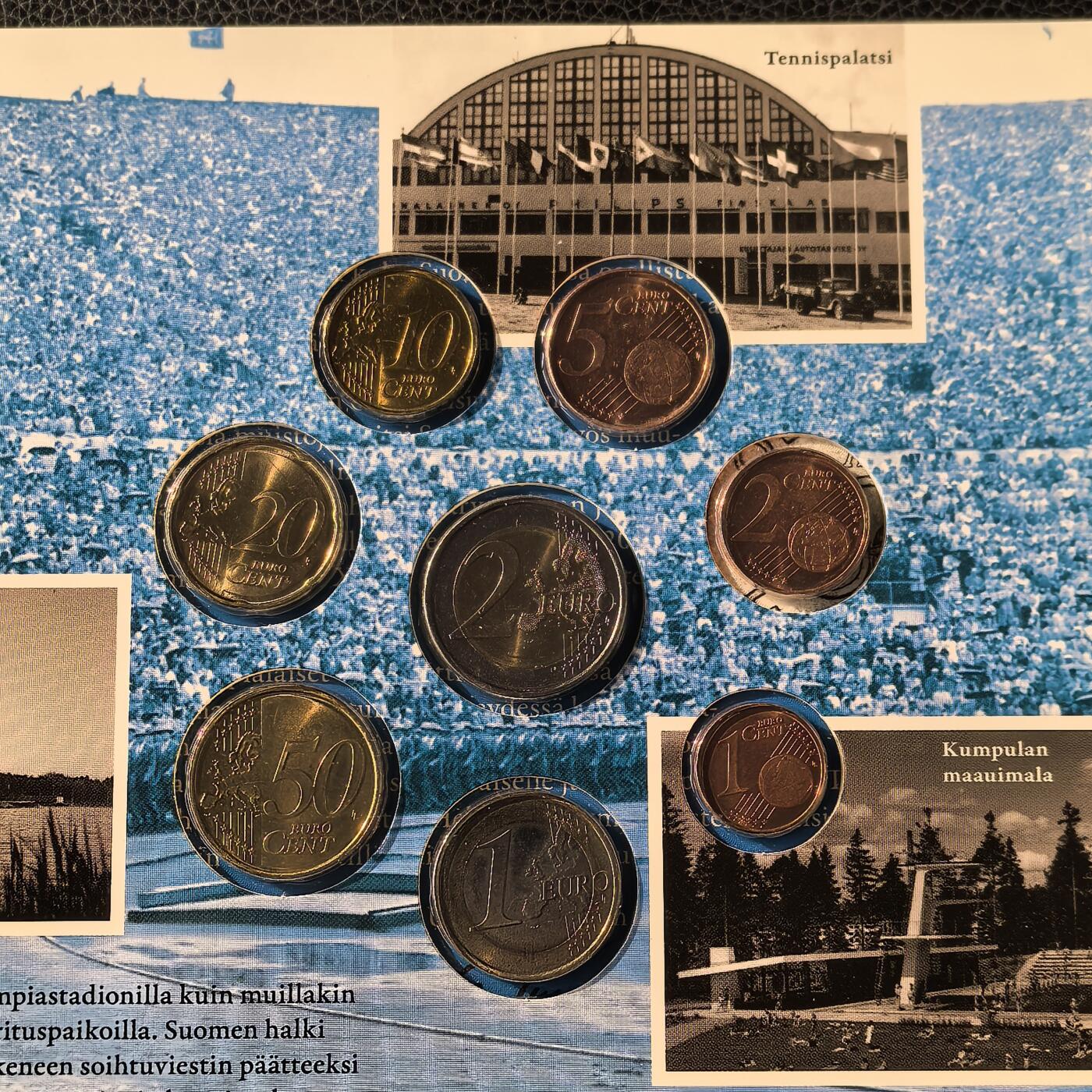 道一币馆币章第一百六十六场 原包装 芬兰2012年欧元套币8枚-赫尔辛基奥运会60周年纪念版