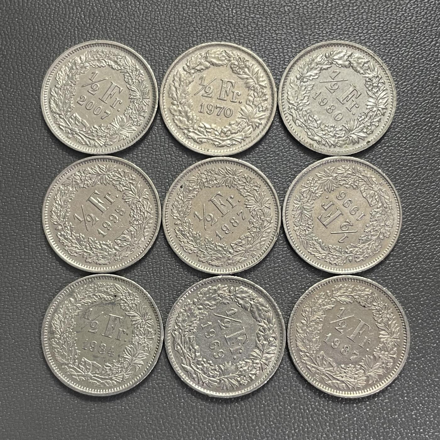 回流0218 新春快乐，马年大吉！ 瑞士1/2法郎9枚