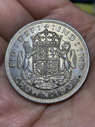 2026年第三十场(总第一百九十九场）英国一线回流散币特拍第二场(免佣金) - 原光好品–英国🇬🇧1937年1克朗银币(乔治六世加冕年，500银)