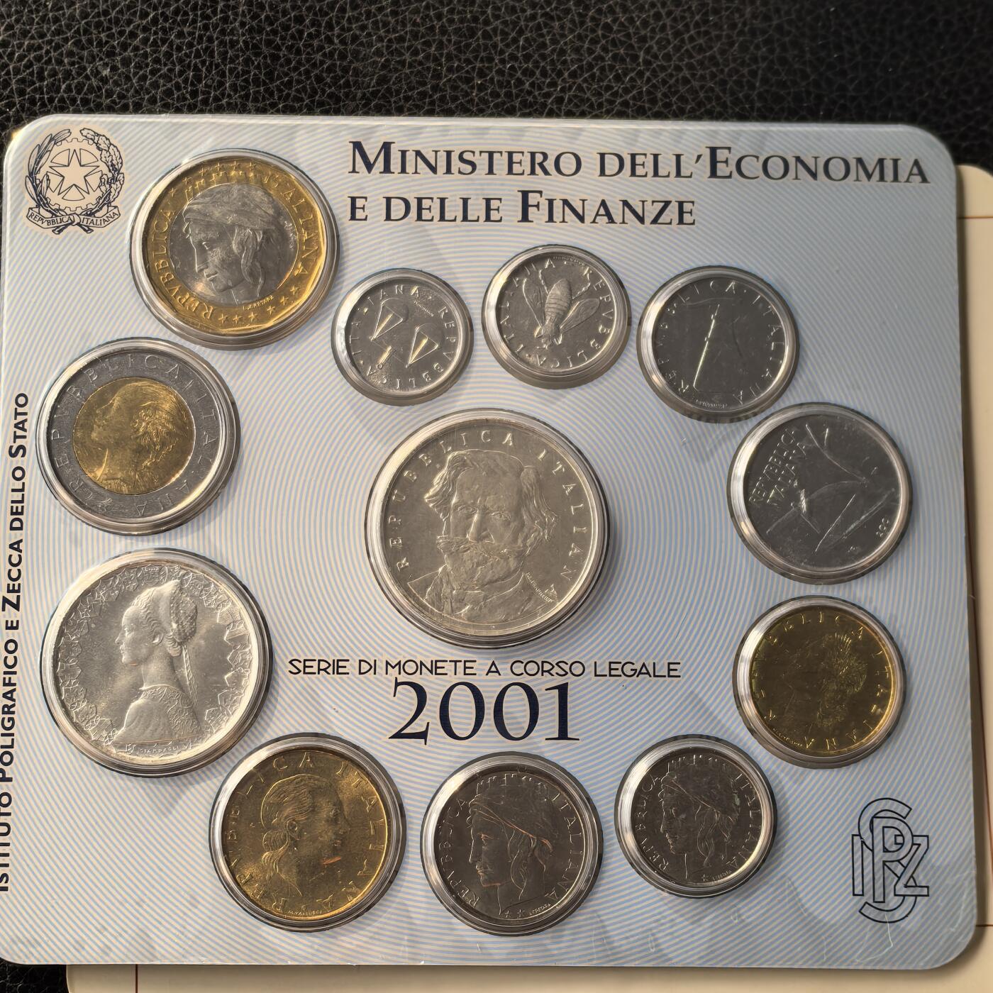 道一币馆币章第一百六十六场 原包装 意大利2001年纪念套币12枚 含银币2枚