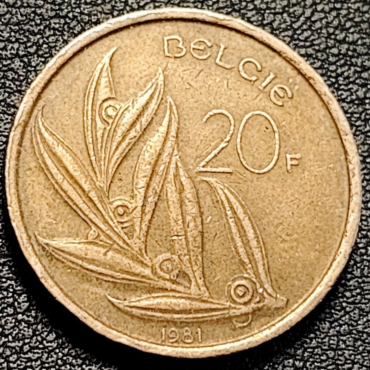 泉币菌-第193场- 新年第一场 新年快乐 本场拍品多 请提前出价 比利时1981年20法郎 博杜安一世国王 荷兰版 镍青铜币 25.53mm