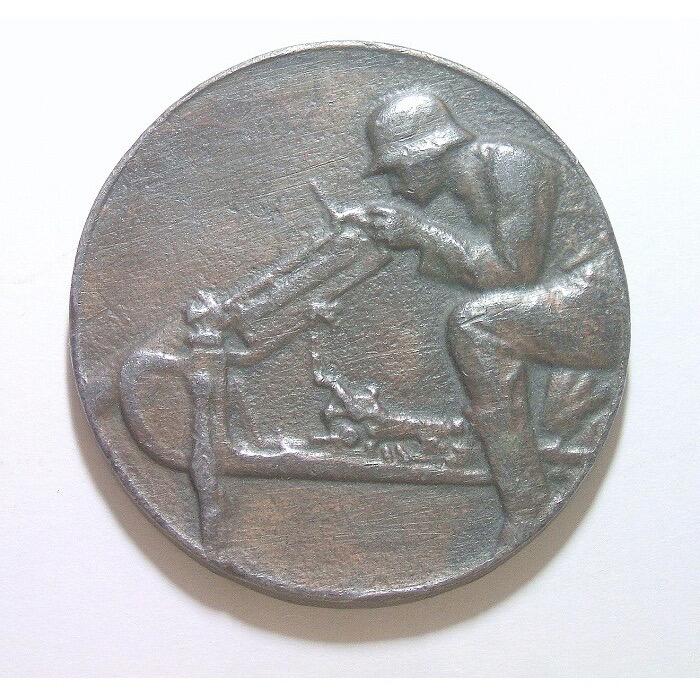 德国1934年 二战马克沁机枪手高浮雕精制大铜章 50MM