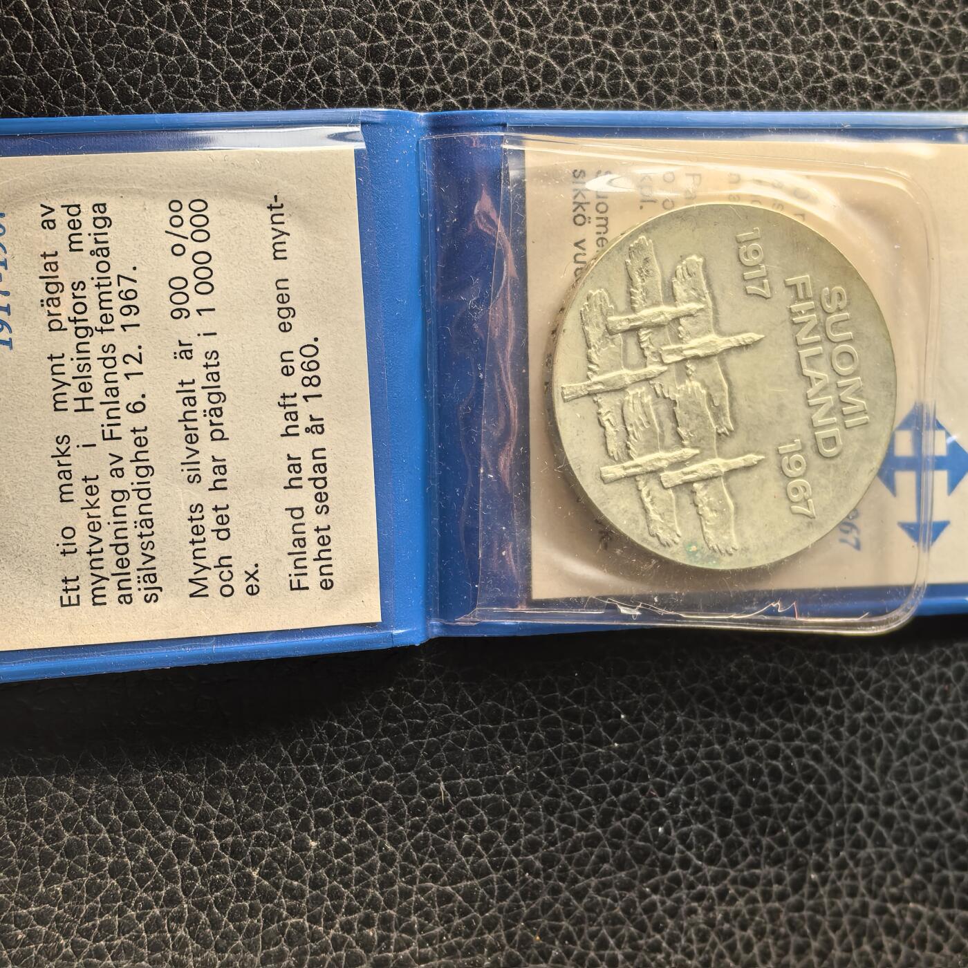 道一币馆币章第一百六十六场 原包装 芬兰1967年国家独立50周年100马克银币 24g 900s
