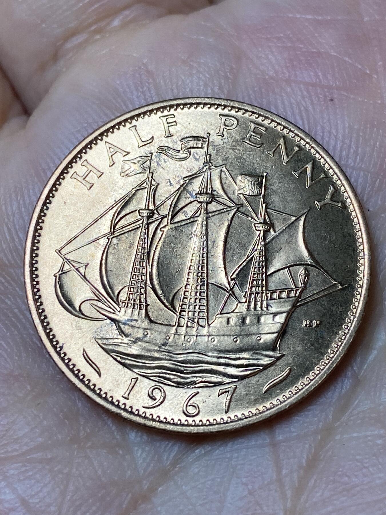 2026年第三十场(总第一百九十九场）英国一线回流散币特拍第二场(免佣金) 原光好品–英国🇬🇧1967年半便士(伊丽莎白二世青年桂冠第二版，普制币关门年)