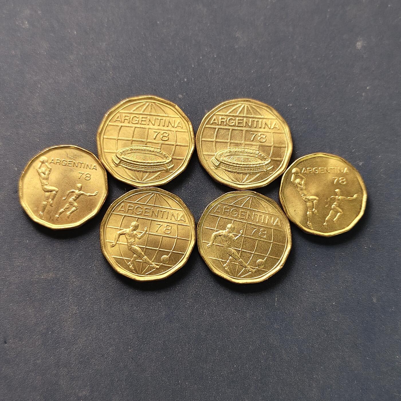 【全场包邮】纯粹捡漏拍504场-更新中 阿根廷1977-1978年阿根廷世界杯不同年份6枚套币