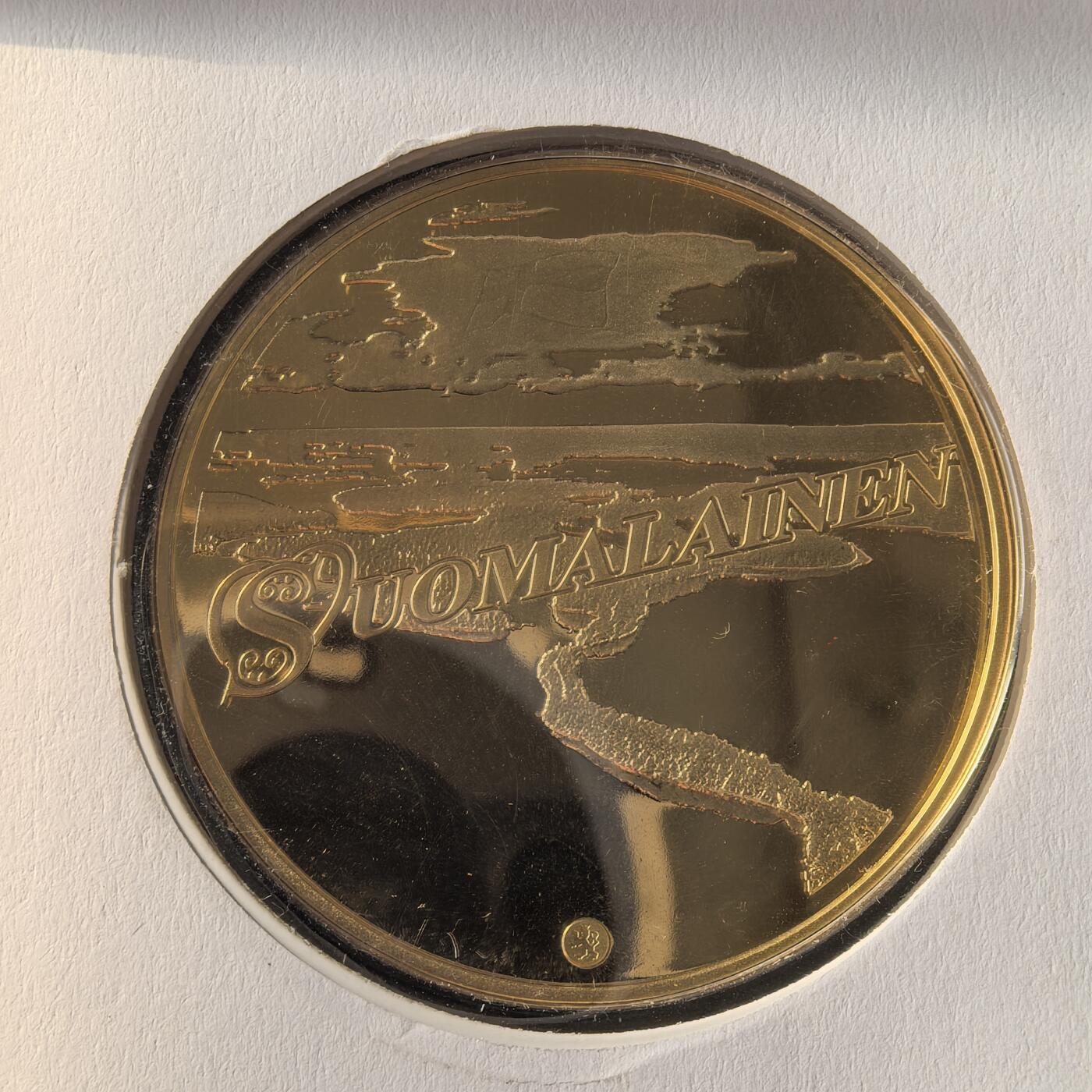 道一币馆币章第一百六十六场 邮币封 芬兰2012年赫尔辛基奥运会60周年镀金纪念章