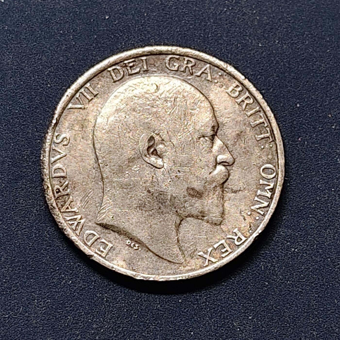 【全场包邮】纯粹捡漏拍504场-更新中 英国1910年爱德华七世1先令银币【23.5毫米5.66克92.5%】