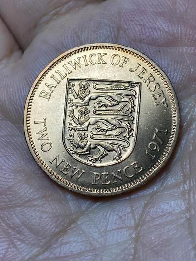 2026年第三十场(总第一百九十九场）英国一线回流散币特拍第二场(免佣金) - 英属泽西岛🇯🇪1971年2新便士(伊丽莎白二世中年花冠，十进制第一套首发年)