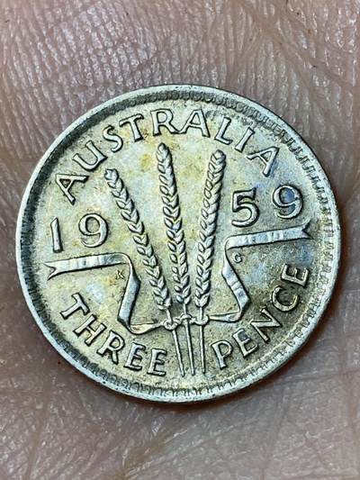 2026年第三十场(总第一百九十九场）英国一线回流散币特拍第二场(免佣金) - 澳大利亚🇦🇺1959年3便士银币(伊丽莎白二世青年桂冠第二版，500银)