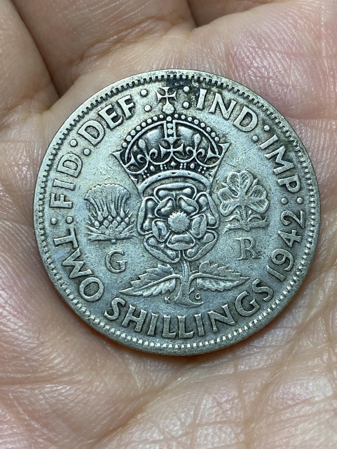 2026年第三十场(总第一百九十九场）英国一线回流散币特拍第二场(免佣金) 英国🇬🇧1942年2先令银币(乔治六世第一版，500银)