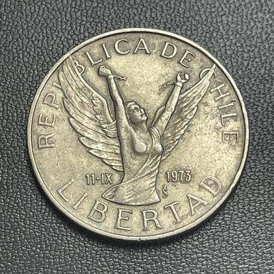 回流0301 - 1977年智利10比索铜镍硬币 自由女神