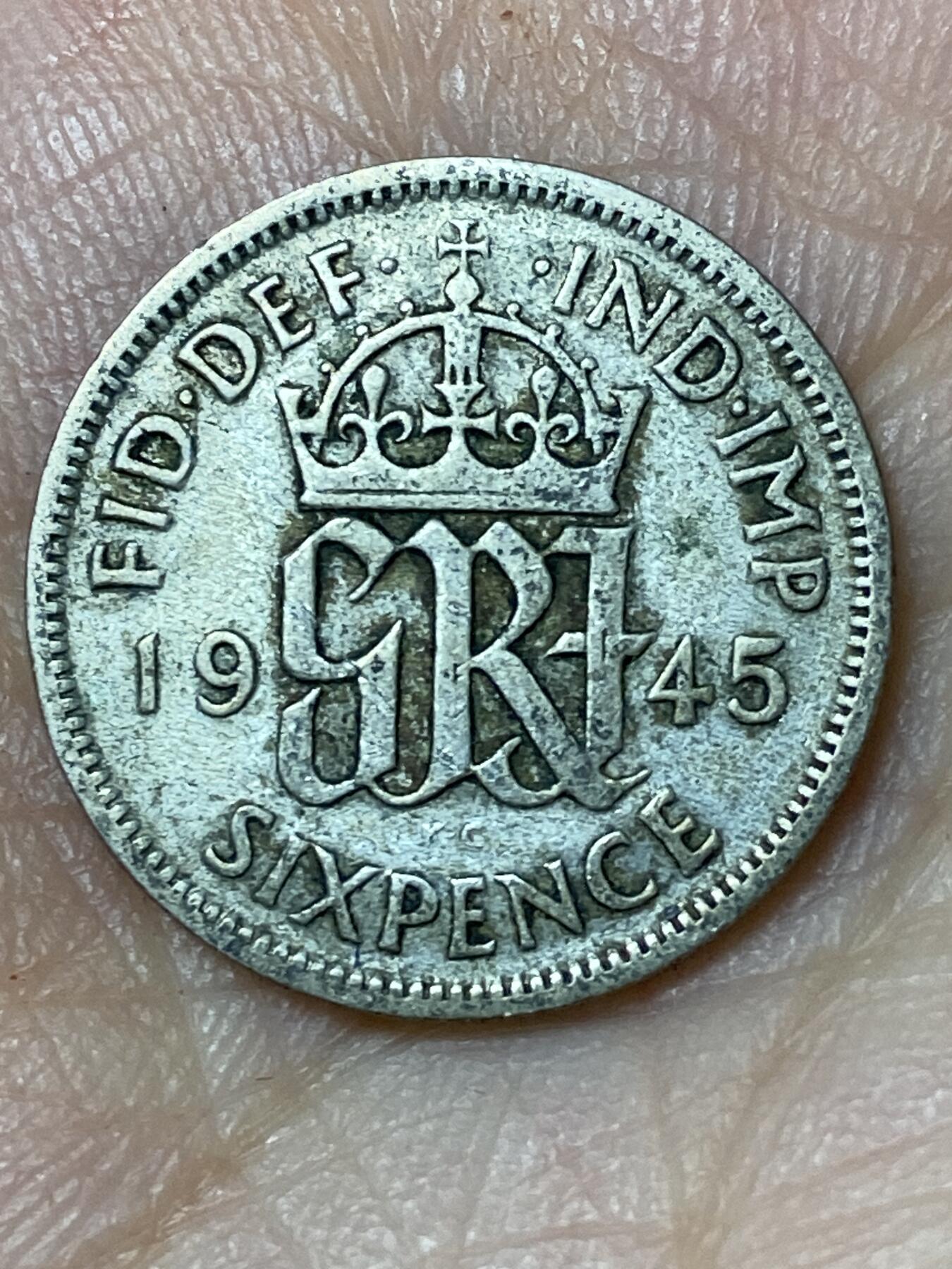 2026年第三十场(总第一百九十九场）英国一线回流散币特拍第二场(免佣金) 英国🇬🇧1945年6便士银币(乔治六世第一版，500银)