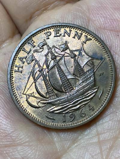 2026年第三十场(总第一百九十九场）英国一线回流散币新春特拍第二场(免佣金) - 带光好品–英国🇬🇧1964年半便士(伊丽莎白二世青年桂冠第二版)