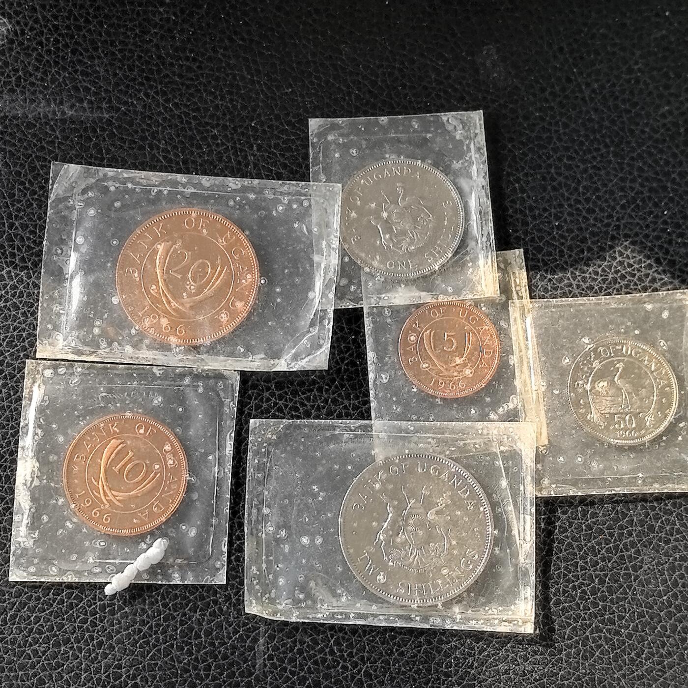 道一币馆币章第一百六十六场 原盒封 乌干达1966年套币六枚 塑料袋有氧化，币还好