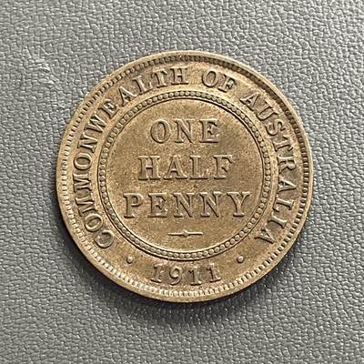 回流0218 新春快乐，马年大吉！ - 澳大利亚1911年半便士铜币 乔治五世