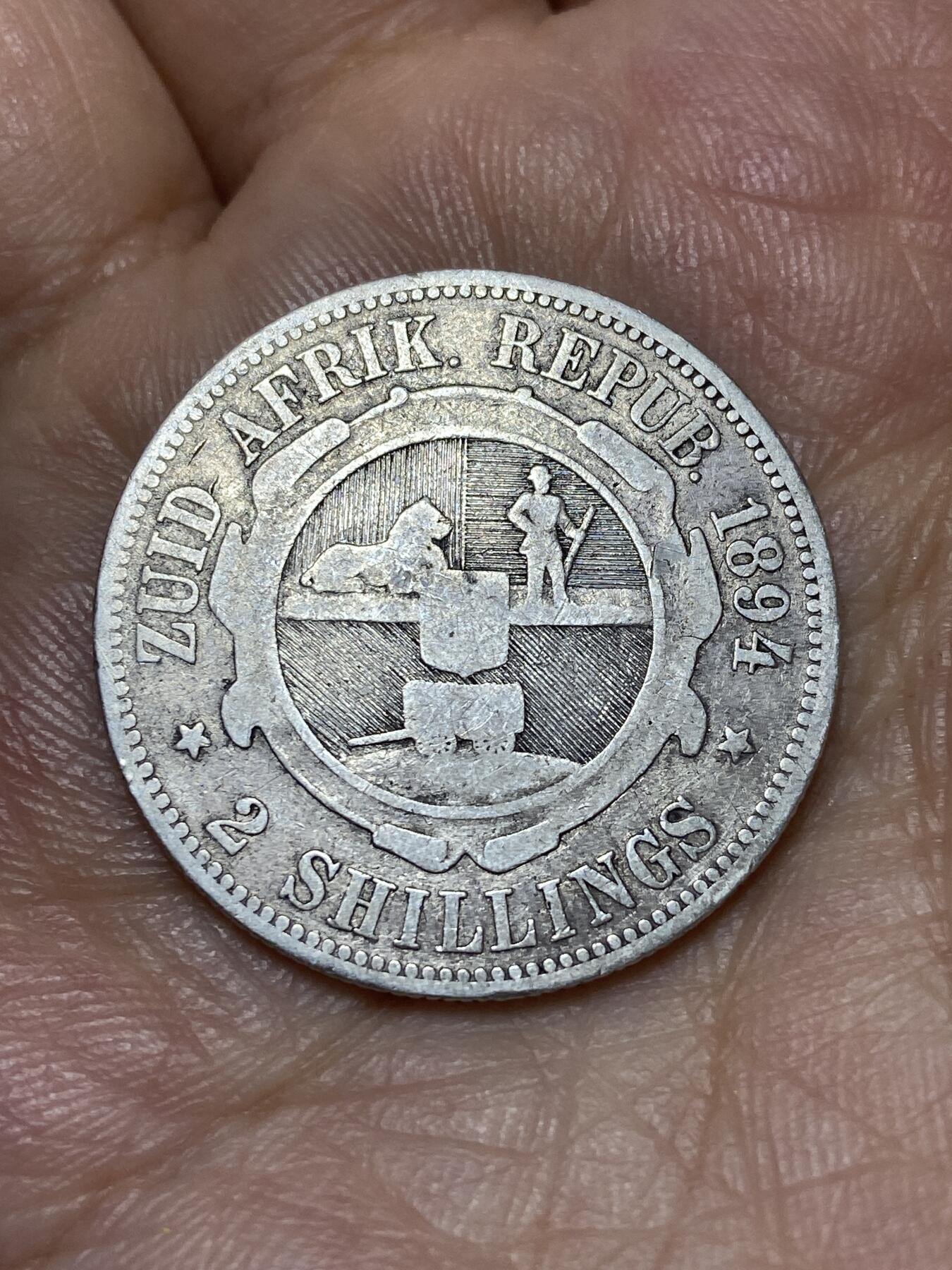 2026年第三十场(总第一百九十九场）英国一线回流散币特拍第二场(免佣金) 少见–南非1894年2先令银币(德兰士瓦共和国时期，925高银)