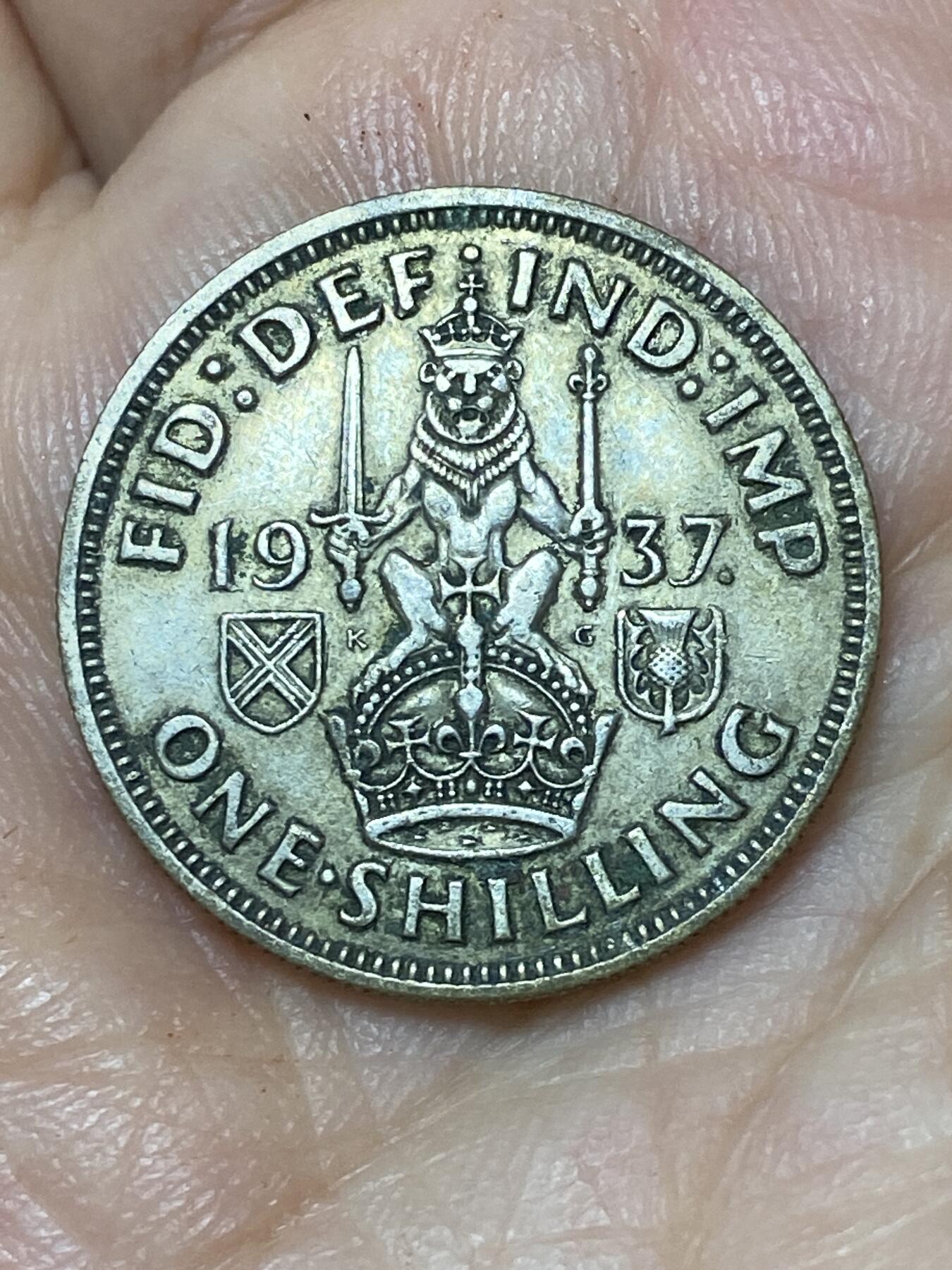 2026年第三十场(总第一百九十九场）英国一线回流散币特拍第二场(免佣金) 英国🇬🇧1937年1先令银币(乔治六世加冕年，第一版首发年，苏格兰坐狮版，500银)