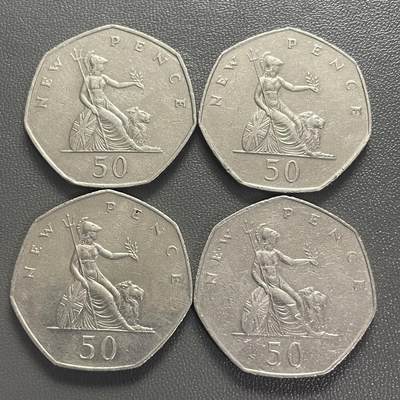 回流0218 新春快乐，马年大吉！ - 英国1968、1976、1978、1980年50新便士4枚 不列颠女神/花冠女王