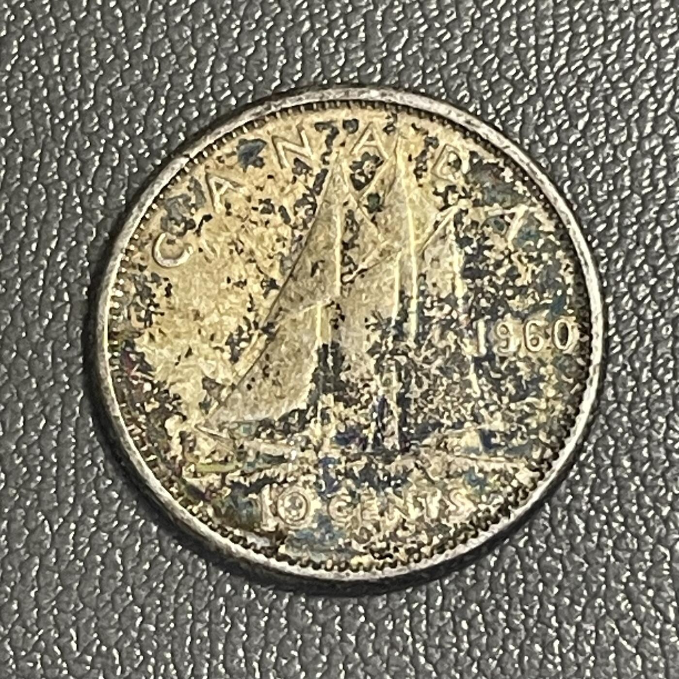 回流0218 新春快乐，马年大吉！ 加拿大1960年10分银币 银价2.33*80%*19=35元