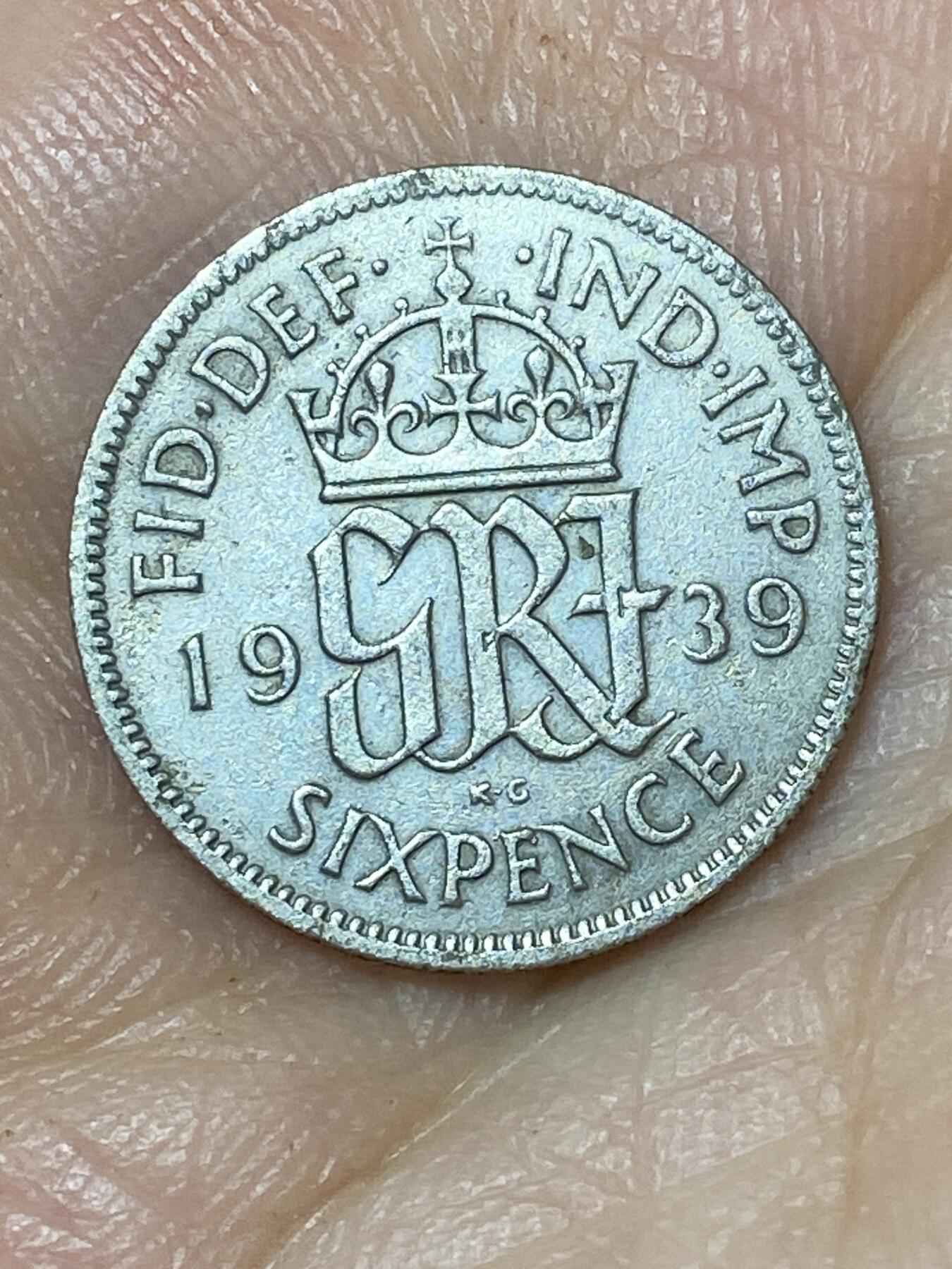 2026年第三十场(总第一百九十九场）英国一线回流散币特拍第二场(免佣金) 英国🇬🇧1939年6便士银币(乔治六世第一版，500银)