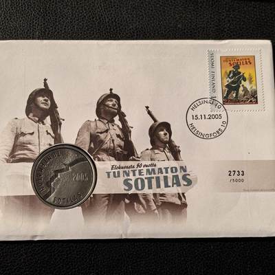 道一币馆币章第一百六十六场 - 邮币封 芬兰2005年电影无名战士10欧元纪念银币  27.4g 925S 40000