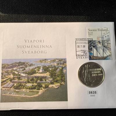 道一币馆币章第一百六十六场 - 邮币封 芬兰1998年索门林纳要塞建成250周年100马克纪念银币 22g 925S 33000