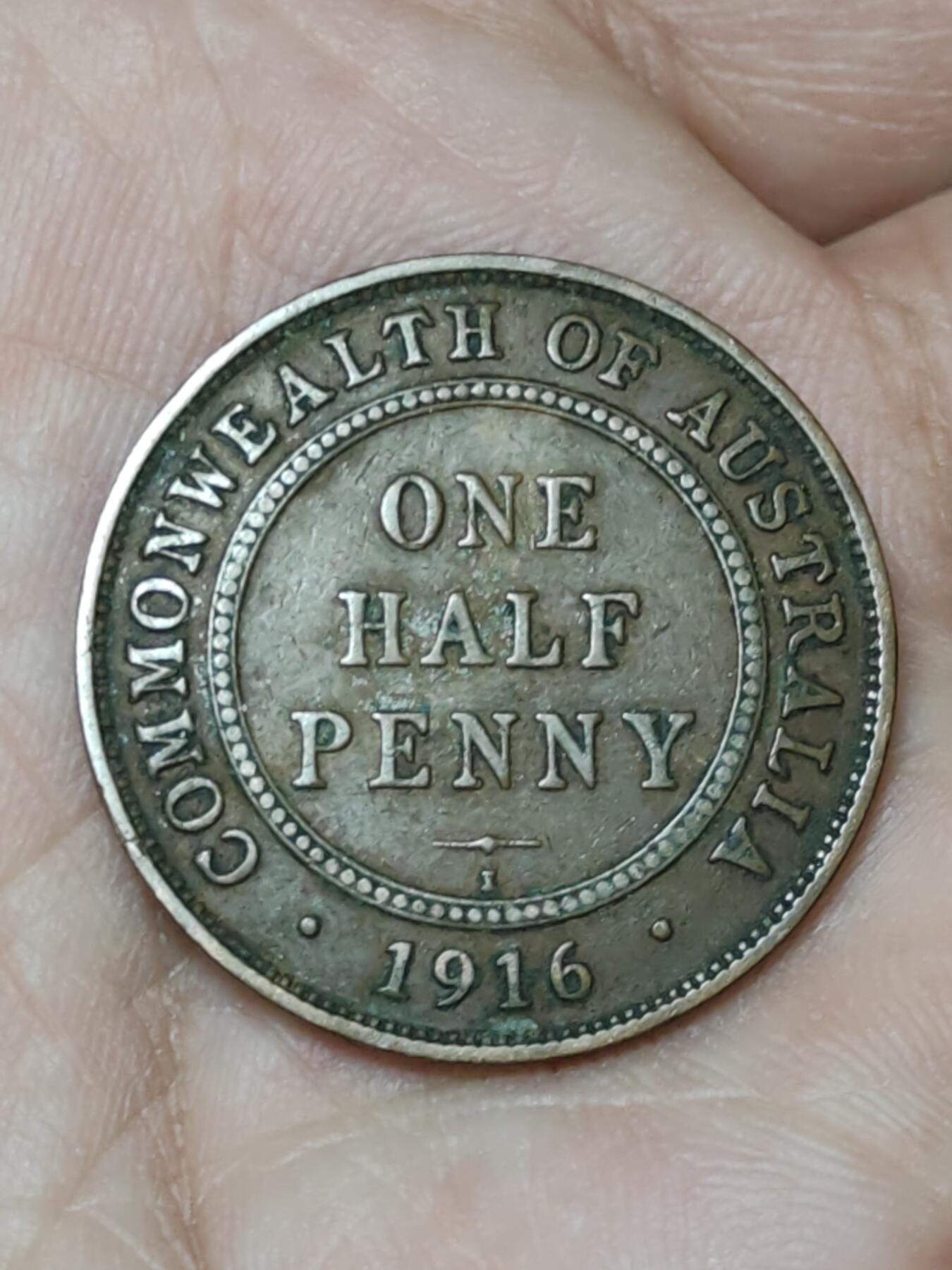 2026年第二十九场(总第一百九十八场）英国一线回流散币新年初九特拍场第一场(免佣金) 澳大利亚🇦🇺1916年1/2便士(乔治五世时期，c版I标加尔各答造)