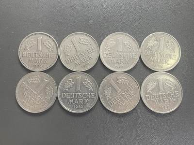 回流0218 新春快乐，马年大吉！ - 联邦德国（西德）1马克（¥3.56）不同年份8枚