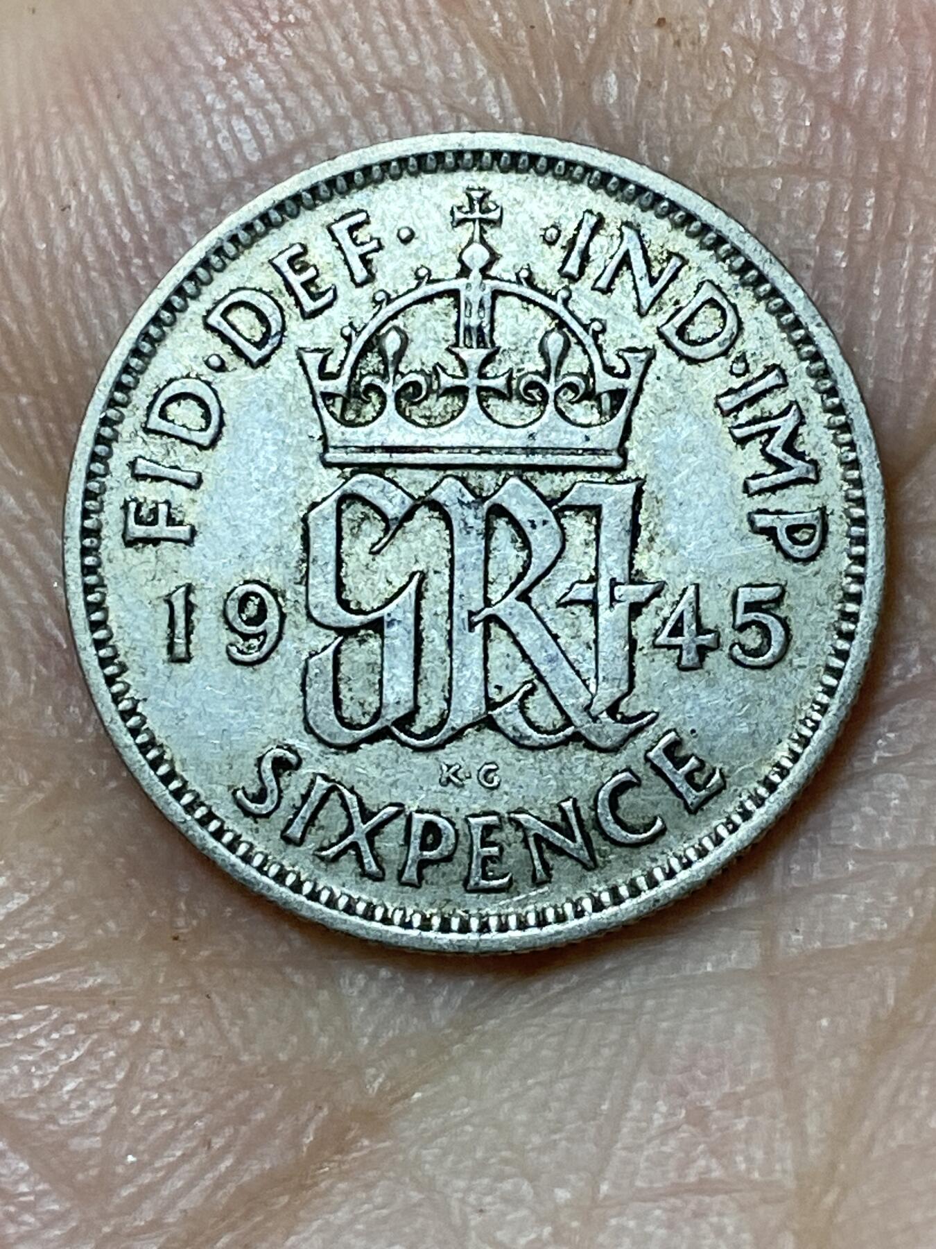 2026年第三十场(总第一百九十九场）英国一线回流散币特拍第二场(免佣金) 英国🇬🇧1945年6便士银币(乔治六世第一版，500银)