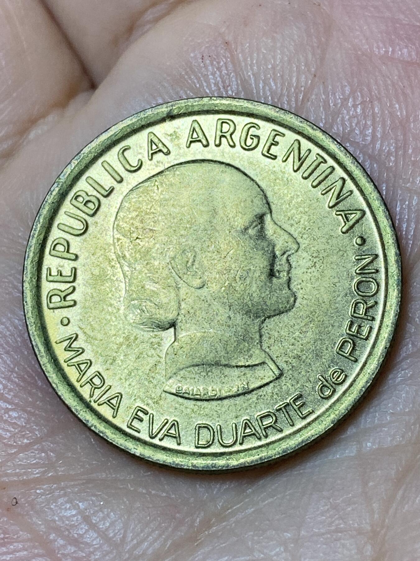 2026年第三十场(总第一百九十九场）英国一线回流散币特拍第二场(免佣金) 稀见品种–阿根廷🇦🇷1997年50分(女性获得强制选举权50周年纪念币，阿根廷著名女性领袖伊娃·裴隆头像)