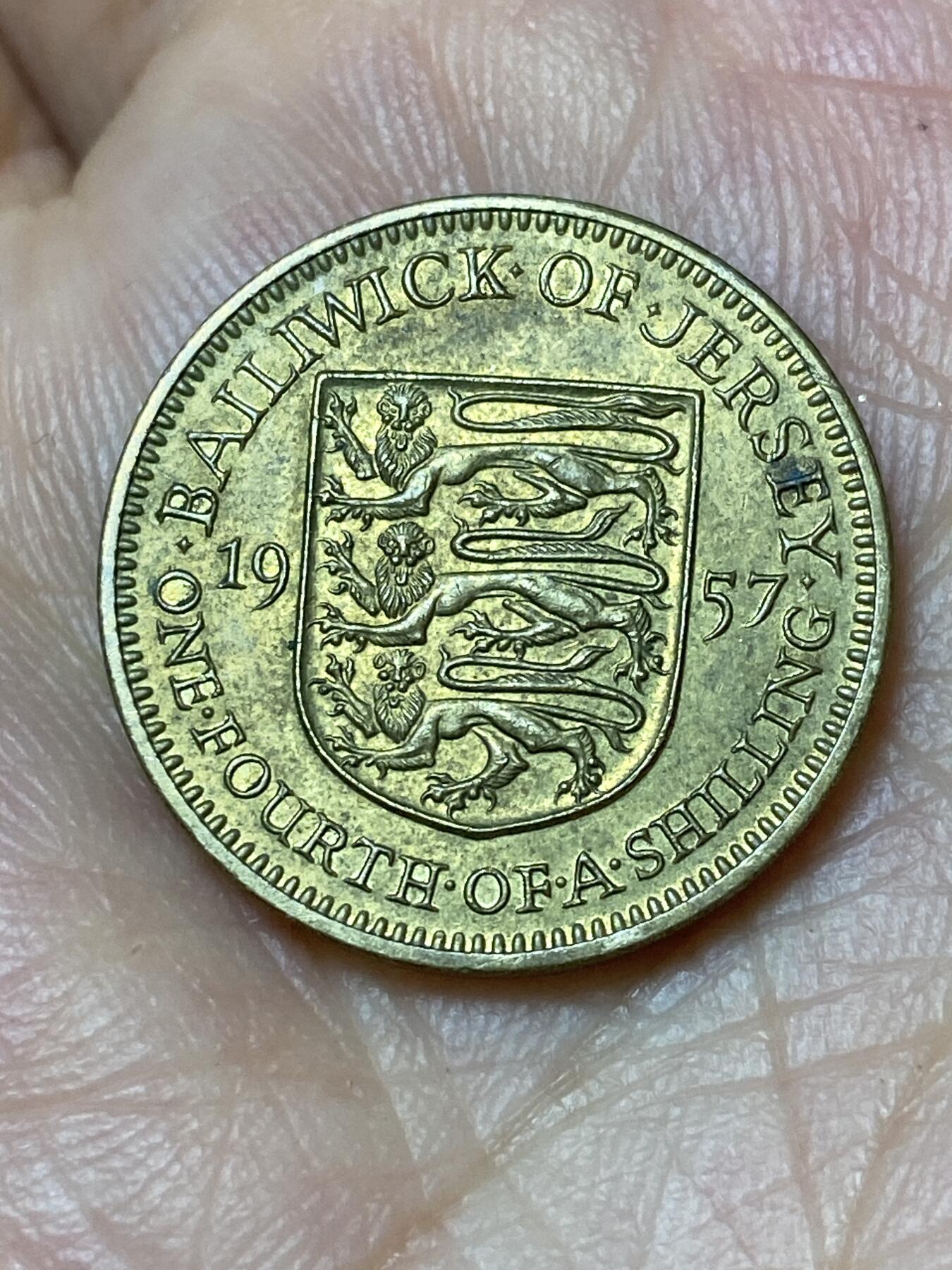 2026年第三十场(总第一百九十九场）英国一线回流散币特拍第二场(免佣金) 英属泽西岛🇯🇪1957年1/4先令(伊丽莎白二世青年带冠，首发年)
