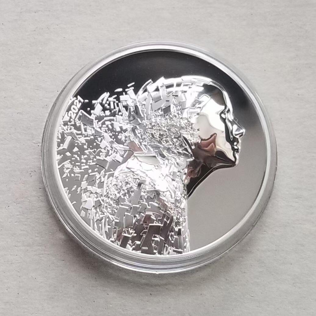 【币将精彩】世界钱币拍卖（2026-3-4） 库克2021年银爆系列女神雕像大银币，999银3盎司，直径50毫米发行999枚，带证书包装。Smartminting超高浮雕专利工艺，首次采用双面精制镜面效果，包括浮雕部分，系列第一枚。