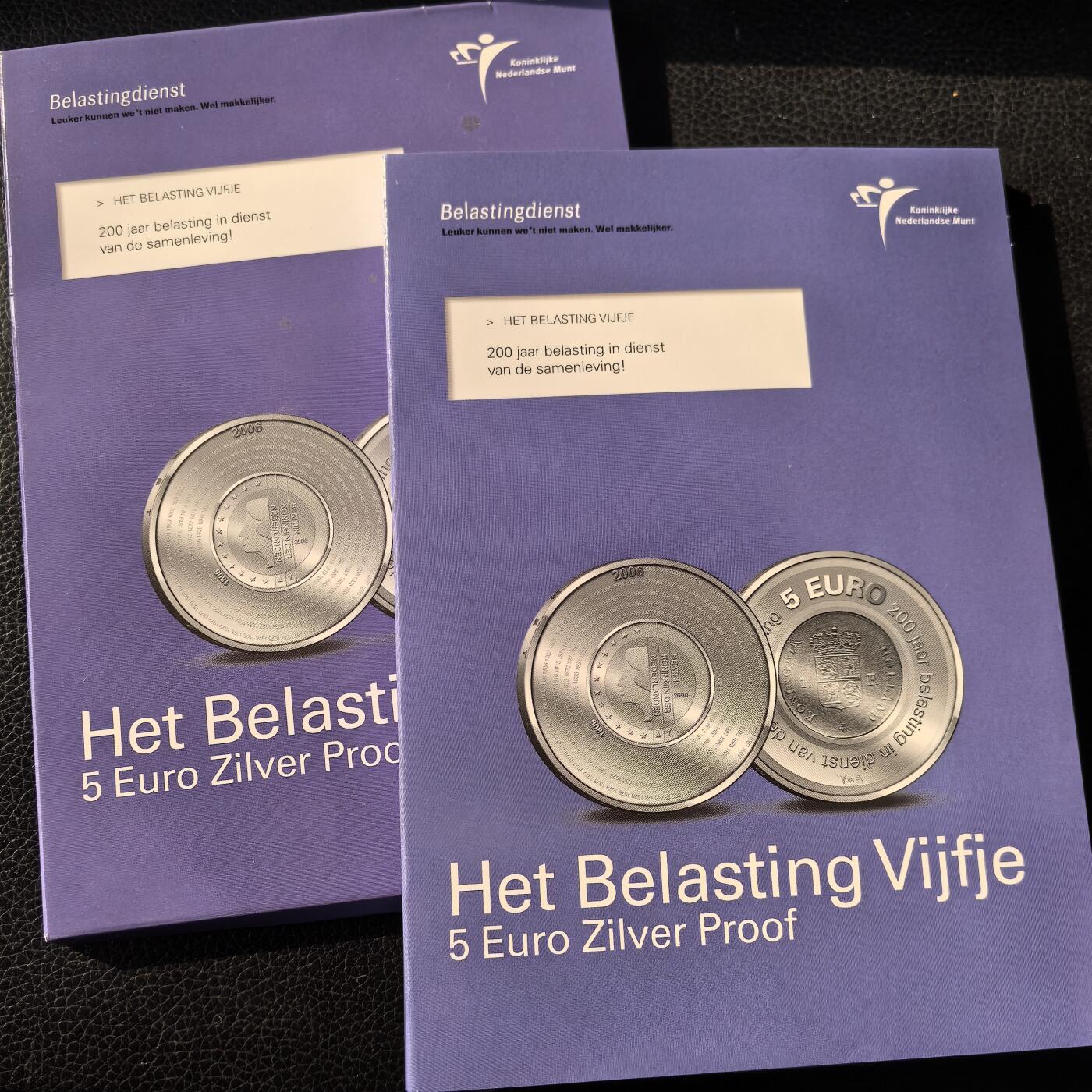 道一币馆币章第一百六十六场 卡册 荷兰2006年税务服务200周年5欧元精制银币  11.9g 925S