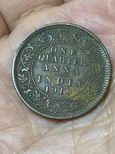 2026年第三十场(总第一百九十九场）英国一线回流散币新春特拍第二场(免佣金) - 英属印度1910年1/4安娜(爱德华七世逝世年，关门年)