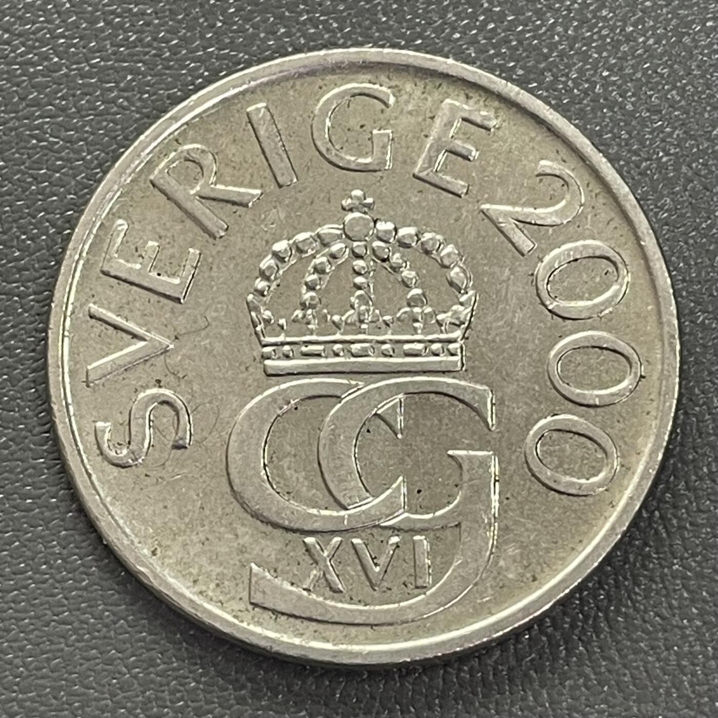 回流0301 瑞典2000年5克朗 瑞典国王卡尔十六世·古斯塔夫 等值¥3.3元