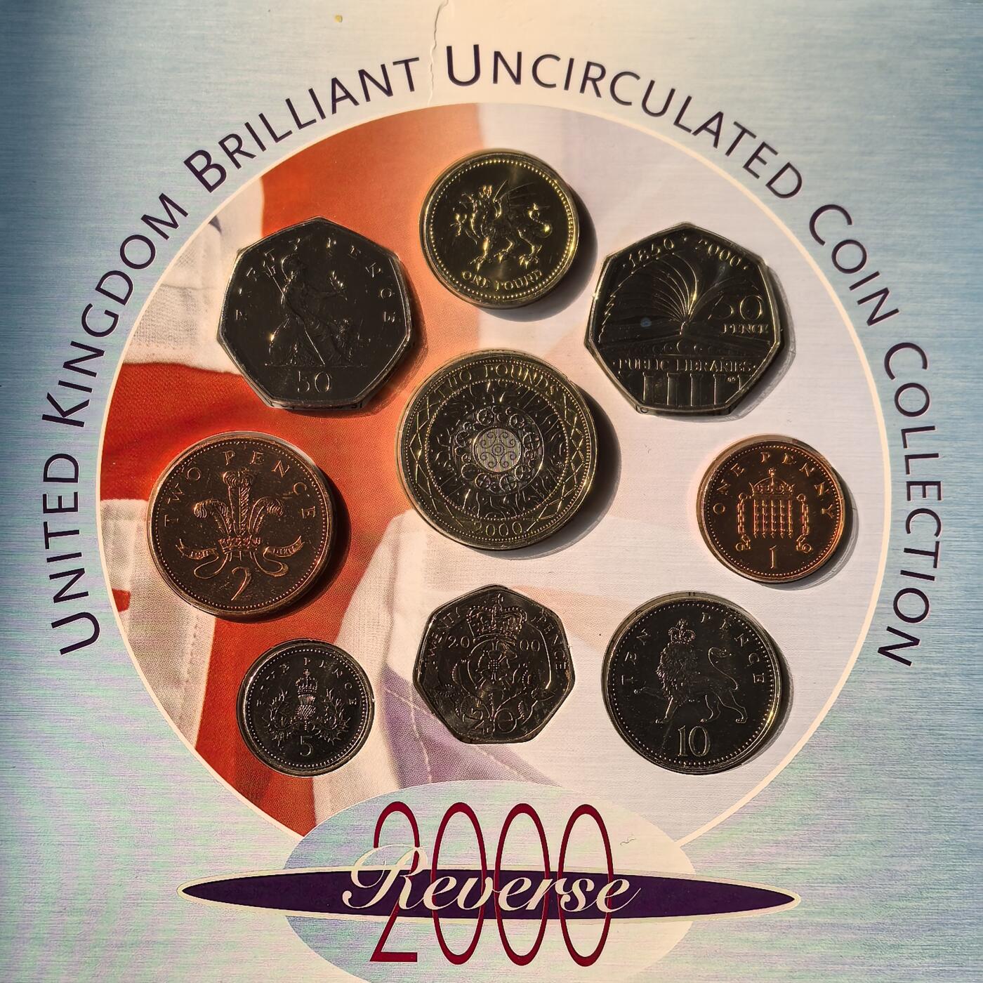 道一币馆币章第一百六十六场 原包装 英国2000年套币九枚套 含50便士和2镑纪念币