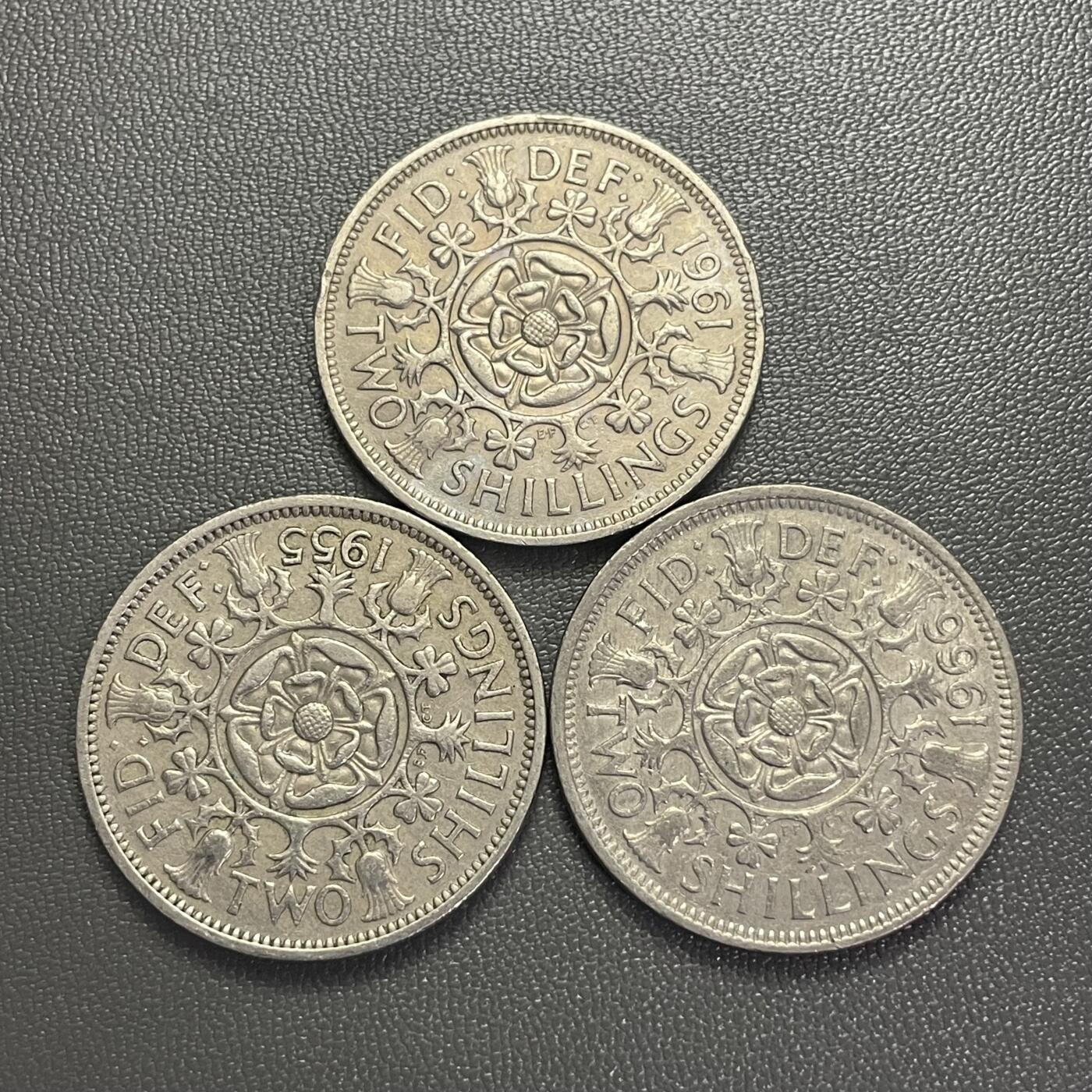 回流0218 新春快乐，马年大吉！ 英国伊丽莎白女王时期2先令不同年份3枚