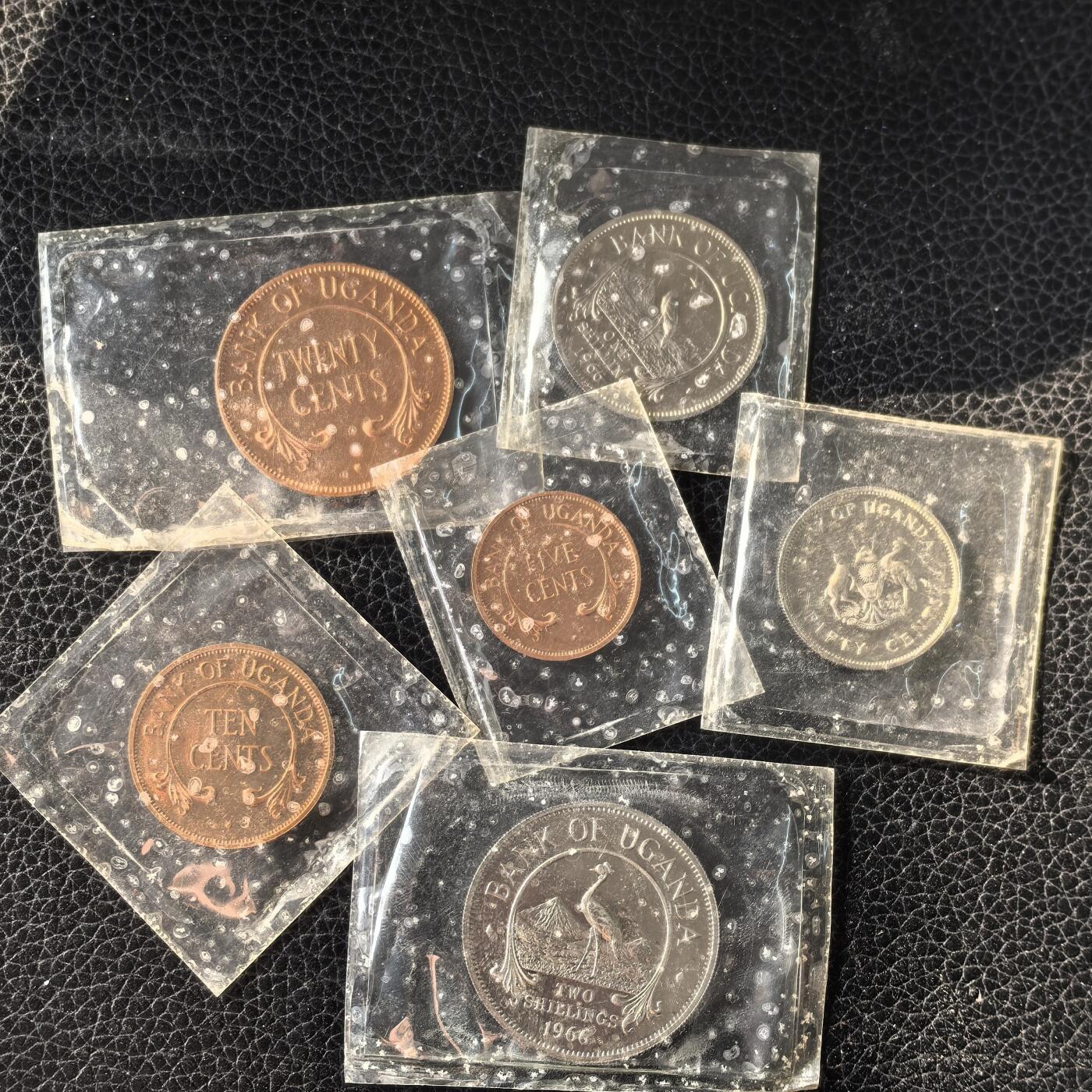 道一币馆币章第一百六十六场 原盒封 乌干达1966年套币六枚 塑料袋有氧化，币还好