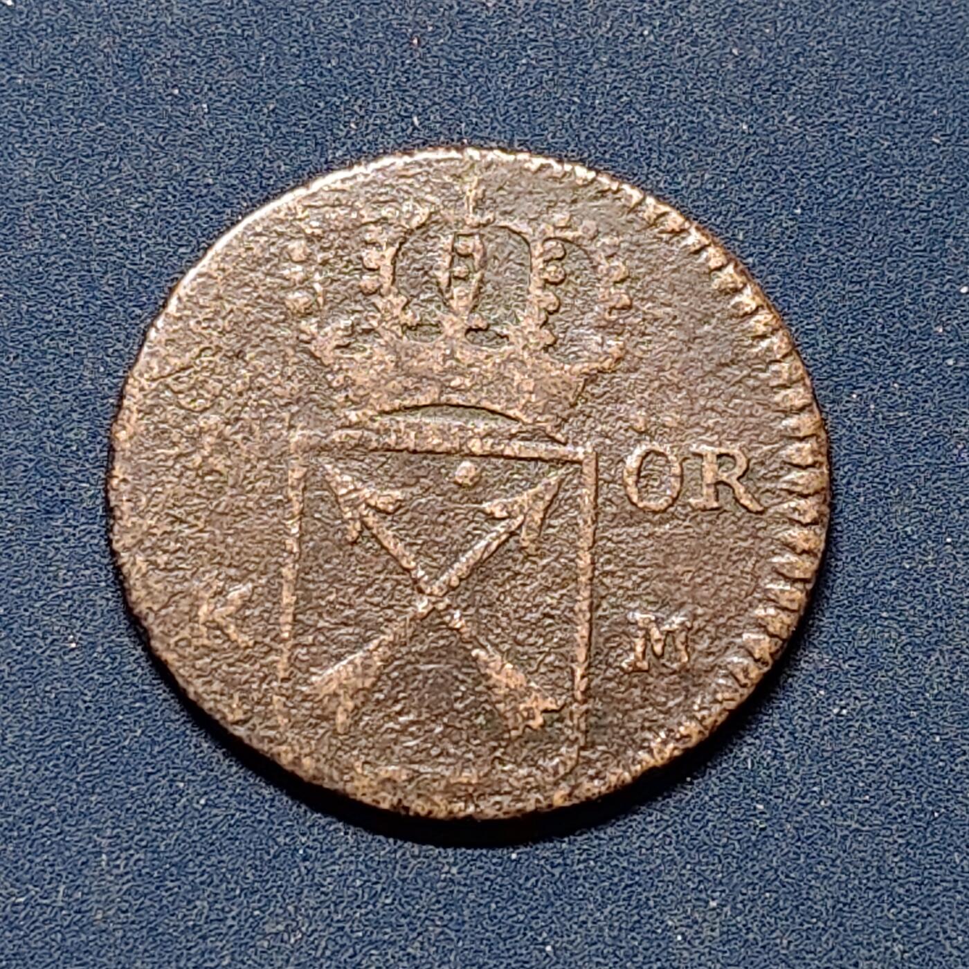 【全场包邮】纯粹捡漏拍504场-更新中 瑞典1720年弗雷德里克一世1欧尔铜币（KM383.1）