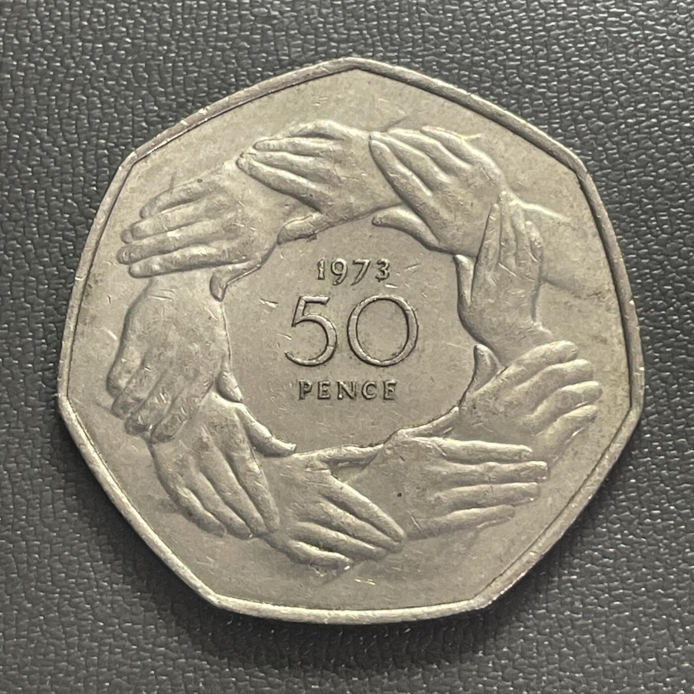 回流0218 新春快乐，马年大吉！  英国1973年七边形50便士 加入欧洲经济共同体纪念币