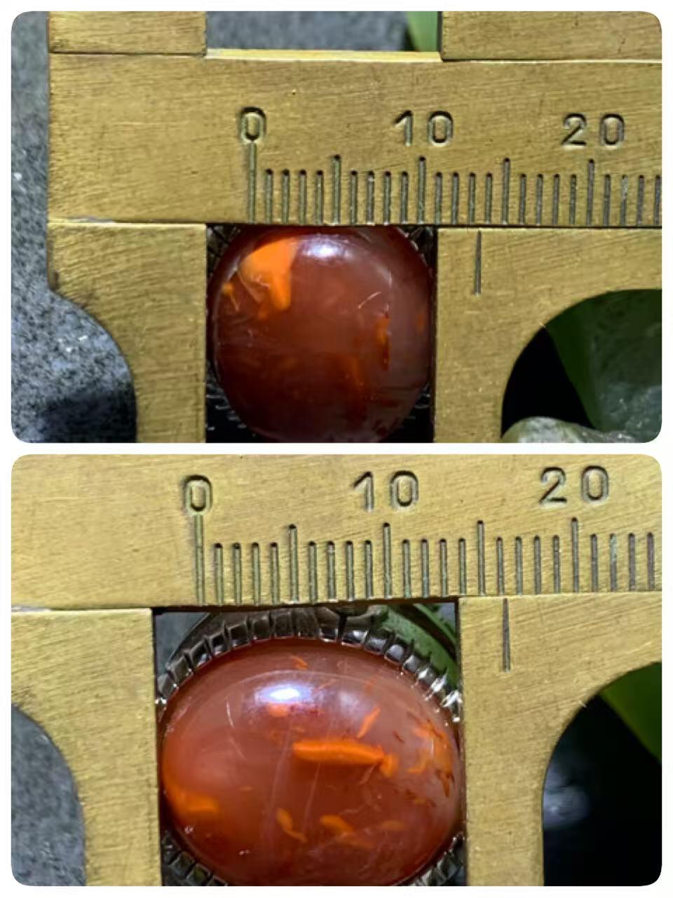 精美柿子红冻料火焰纹南红玛瑙活口霸气戒指一枚
