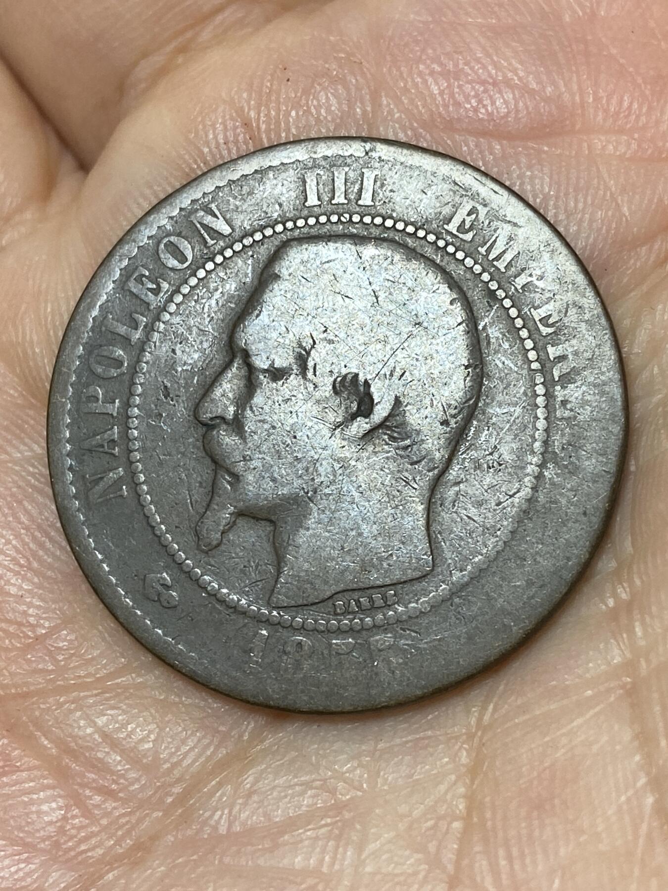 2026年第三十场(总第一百九十九场）英国一线回流散币特拍第二场(免佣金) 法兰西第二帝国1855年10生丁(拿破仑三世第一版，W标里尔造)