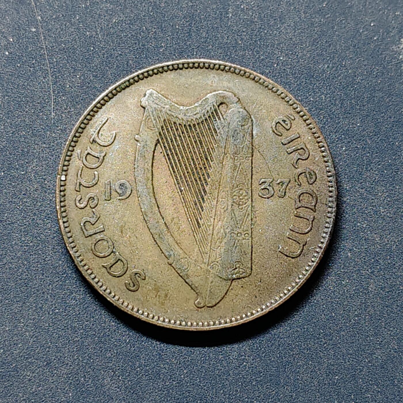【全场包邮】纯粹捡漏拍504场-更新中 爱尔兰自由邦1937年母鸡1便士铜币 BU品相