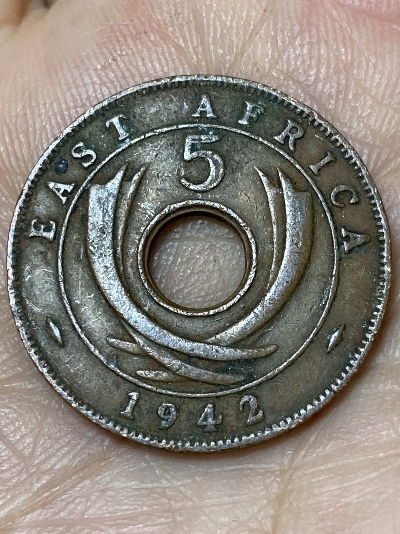 2026年第三十场(总第一百九十九场）英国一线回流散币特拍第二场(免佣金) 英属东非1942年5分(乔治六世第二版)