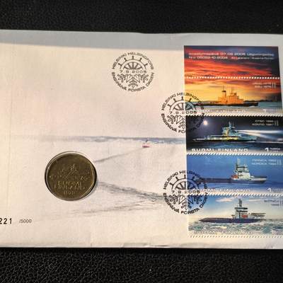 道一币馆币章第一百六十六场 - 邮币封 芬兰1972年舰船5马克首发年版