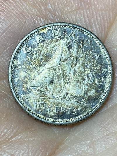 2026年第三十场(总第一百九十九场）英国一线回流散币新春特拍第二场(免佣金) - 加拿大🇨🇦1965年10分银币(伊丽莎白二世中年花冠第一版，首发年仅发行2年，800高银)