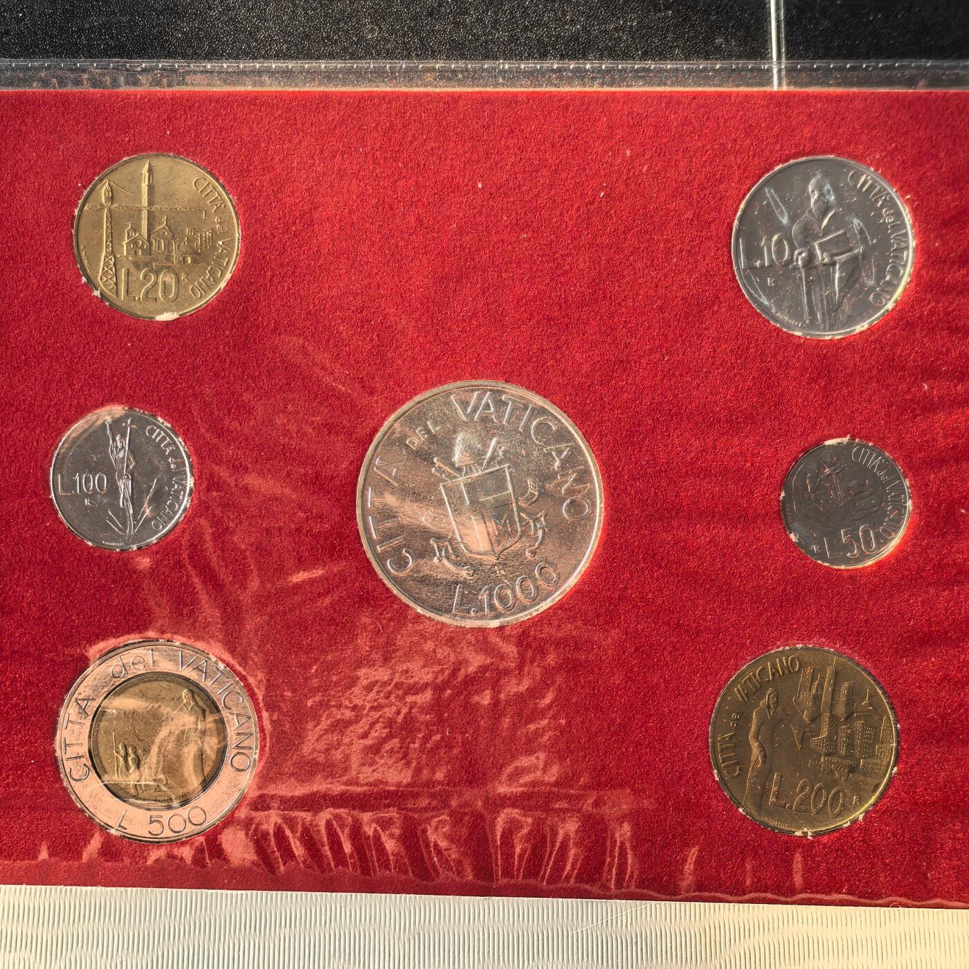 道一币馆币章第一百六十六场 原包装 梵蒂冈1991年套币7枚 含1000里拉银币