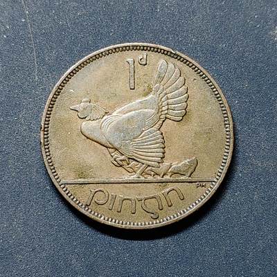 【全场包邮】纯粹捡漏拍504场 - 爱尔兰自由邦1937年母鸡1便士铜币 BU品相