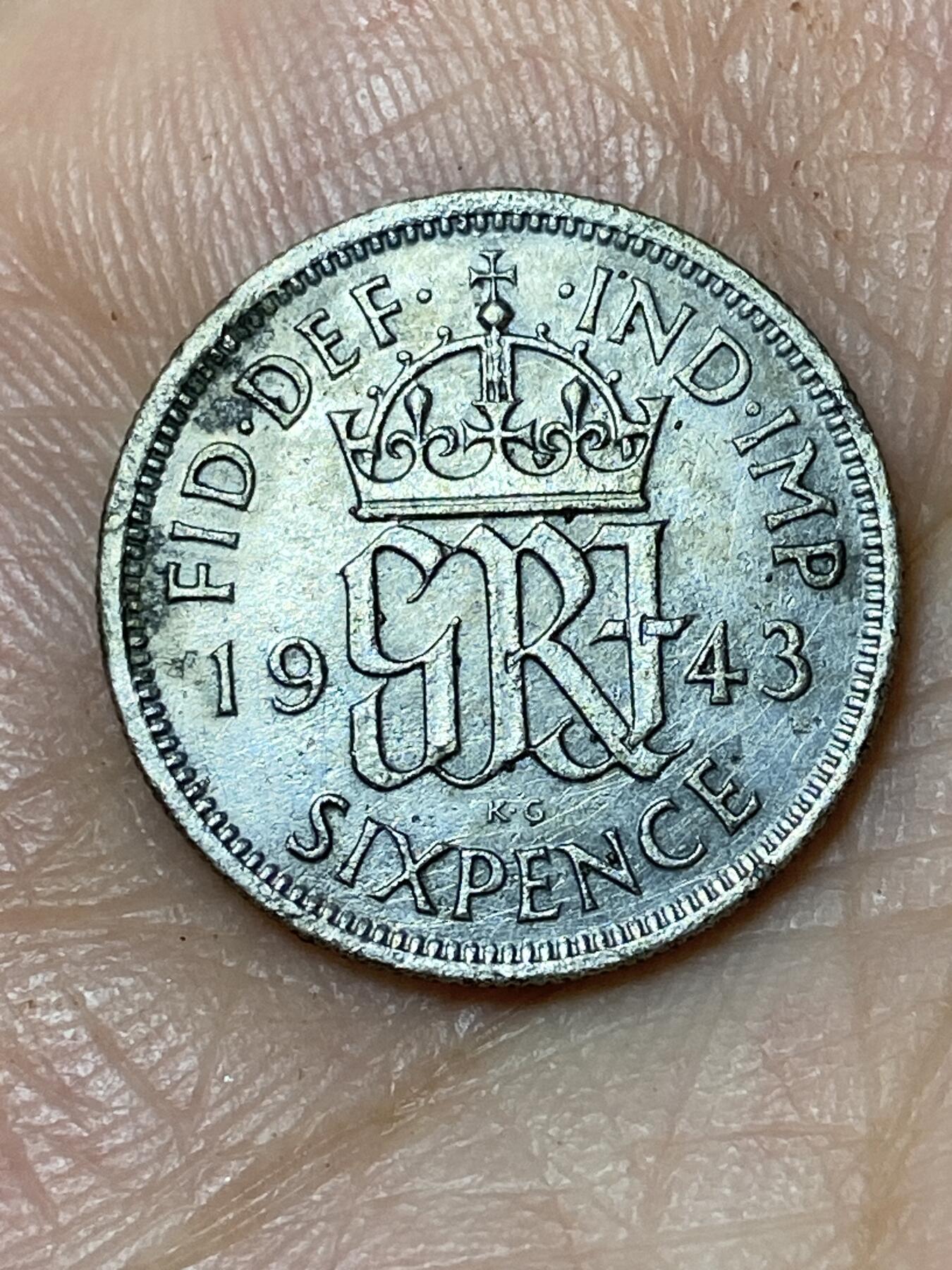 2026年第三十场(总第一百九十九场）英国一线回流散币特拍第二场(免佣金) 英国🇬🇧1943年6便士银币(乔治六世第一版，500银)