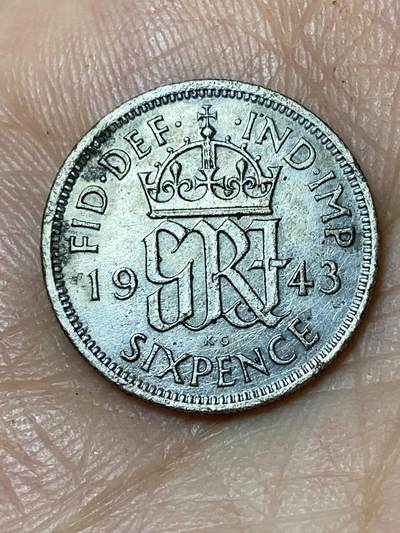 2026年第三十场(总第一百九十九场）英国一线回流散币新春特拍第二场(免佣金) - 英国🇬🇧1943年6便士银币(乔治六世第一版，500银)